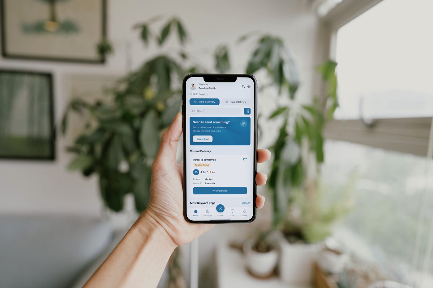 The Yesterday app in someone's hand