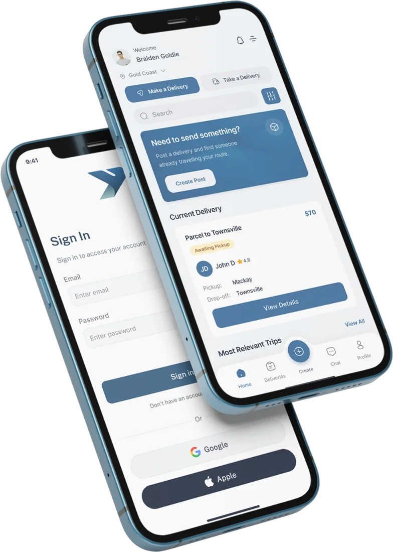 The Yesterday app on two phones